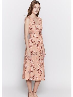 Joie Linen Floral Sleeveless Button Front Midi Dress Size Small